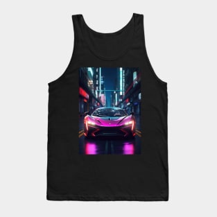 Asian Neon City Sports Car Tank Top